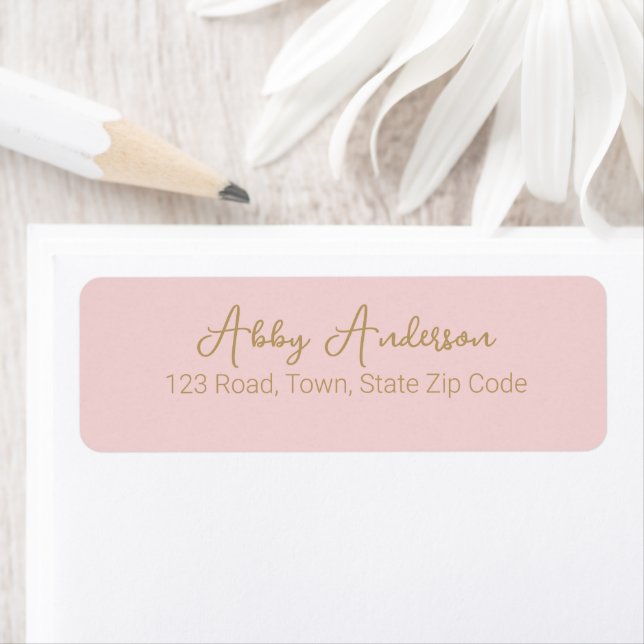 Étiquette Script Or moderne simple | Rose (En situation)