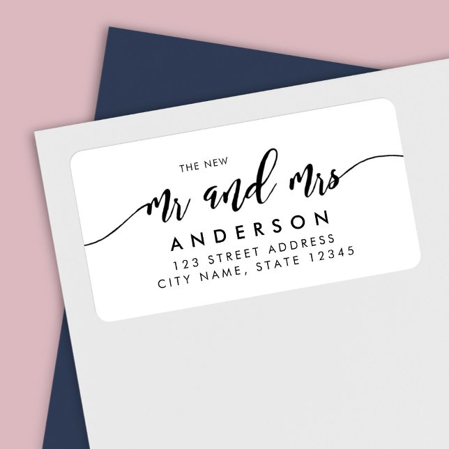 Étiquette Script Relax Le nouvel adresse M et Mme (Créateur téléchargé)
