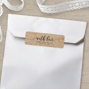 Étiquette Script Rustique Faux Kraft Avec Amour Mariage Fave