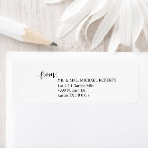 Étiquette Script Rustique Mariage moderne, Adresse de retour
