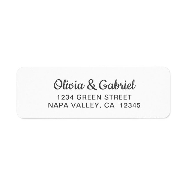 Étiquette Script simple. Mariage noir blanc Adresse de retou (Devant)
