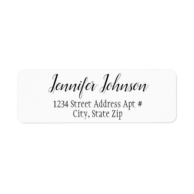 Étiquette Script Simple Moderne Et Élégant Noir Et Blanc (Devant)
