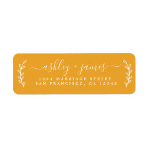 Étiquette Script Sunflower Yellow Mariage Adresse de retour