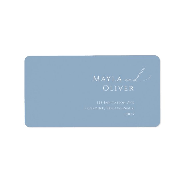 Étiquette Script Whimsical Blue Wedding RSVP Adresse de reto (Devant)