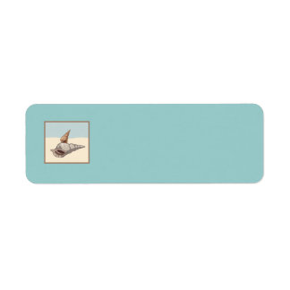 Étiquette sea shells marron gris bleu graphisme océan beach