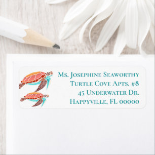 Étiquette Sea Turtles Illustrated Custom Address Label