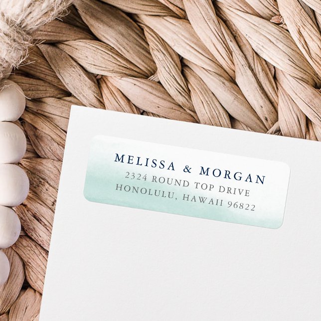 Étiquette Seaglass Tides Coastal Watercolor Adresse de retou (Créateur téléchargé)