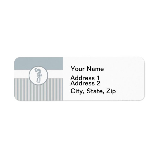 Étiquette Seahorse Bleu Classique Nautique Élégant (Devant)