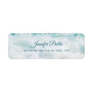 Étiquette Seascape Waves Artwork Texte manuscrit du script