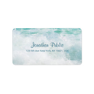 Étiquette Seascape Waves Hand Script Texte Adresse élégante