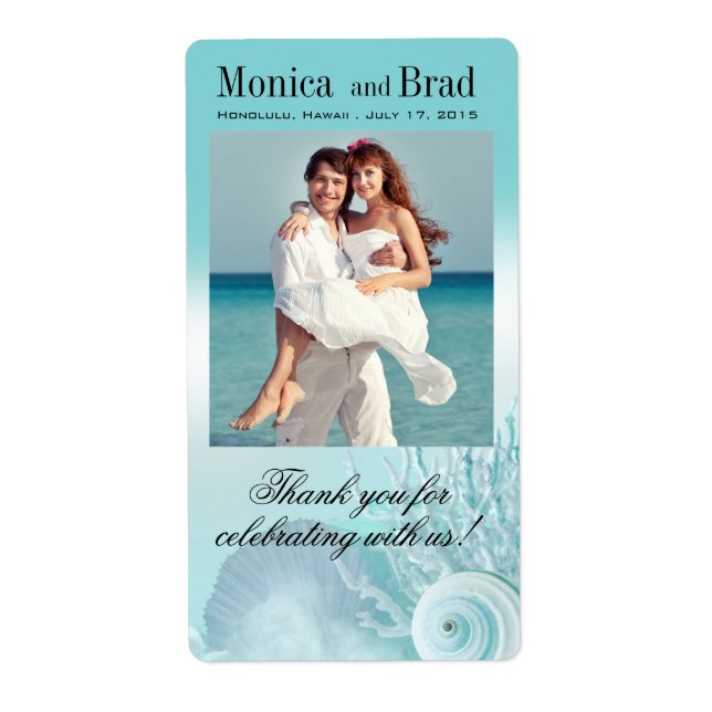 Étiquette Seashell Dreams Beach Mariage Vin/Champagne (Devant)