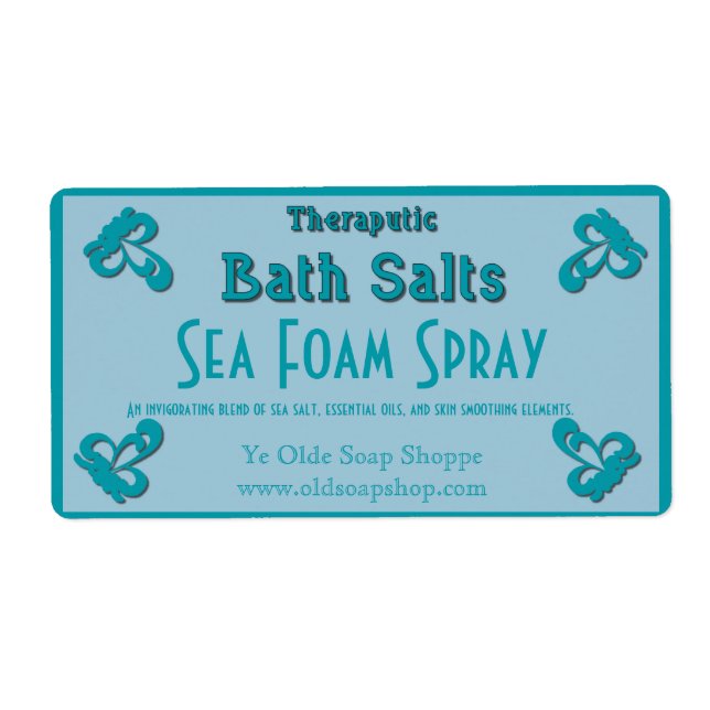 Étiquette Sels de bain faits maison personnalisables bleu ar (Devant)