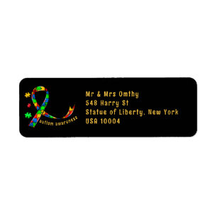 Étiquette sensibilisation sur l'autisme ruban puzzle pièce a