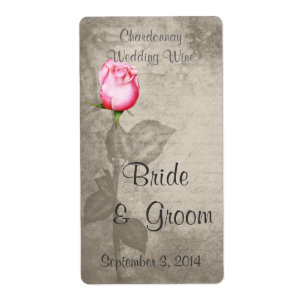 Étiquette Sepia Vintage Spot Couleur rose Rose Mariage Vin
