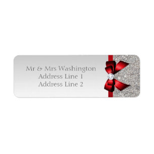 Étiquette Séquences d'argent Faux Bow rouge et diamant