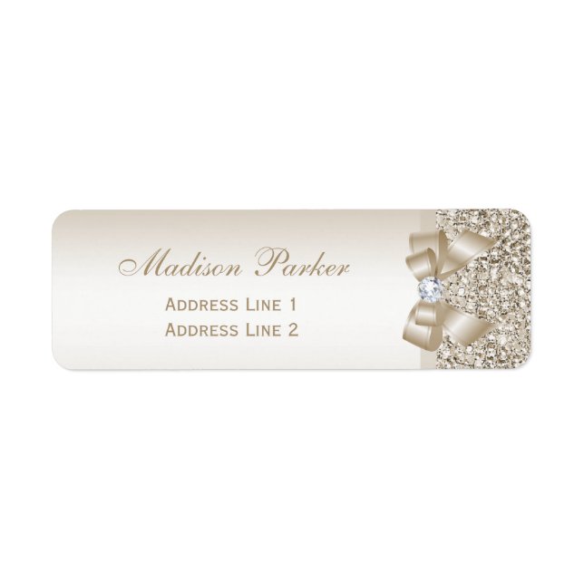 Étiquette Séquences de Champagne Bow Ribbon Diamant (Devant)