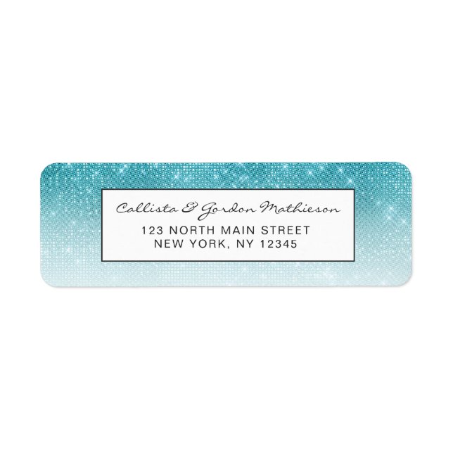 Étiquette Séquin Ombre de Parties scintillant Bleu d'Aqua br (Devant)