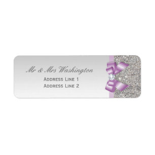 Étiquette Séquins d'argent Faux Lilac Bow et Diamant
