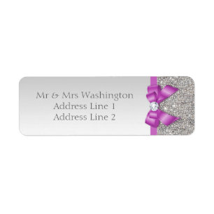 Étiquette Séquins d'argent Faux Radiant Orchidée Bow et Diam