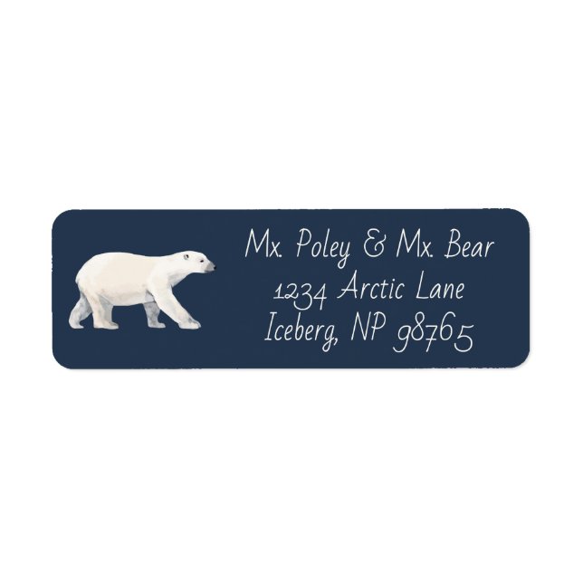 Étiquette Serene Polar Bear sur Midnight Blue (Devant)