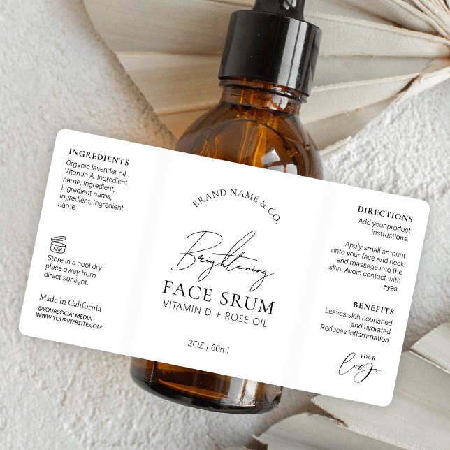 Étiquette Série de logos minima chic 2OZ Bouteille de pompe  (Sophisticated 2 OZ cosmetic bottle packaging label, great for face serums, skincare oil and more)