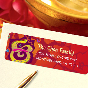 Étiquette Serpent rouge 2025 chinois Lunaire Cool de Nouvel 