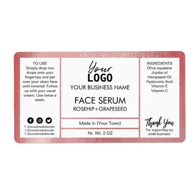 Étiquette Sérum d'effet Shimmer rose (Devant)