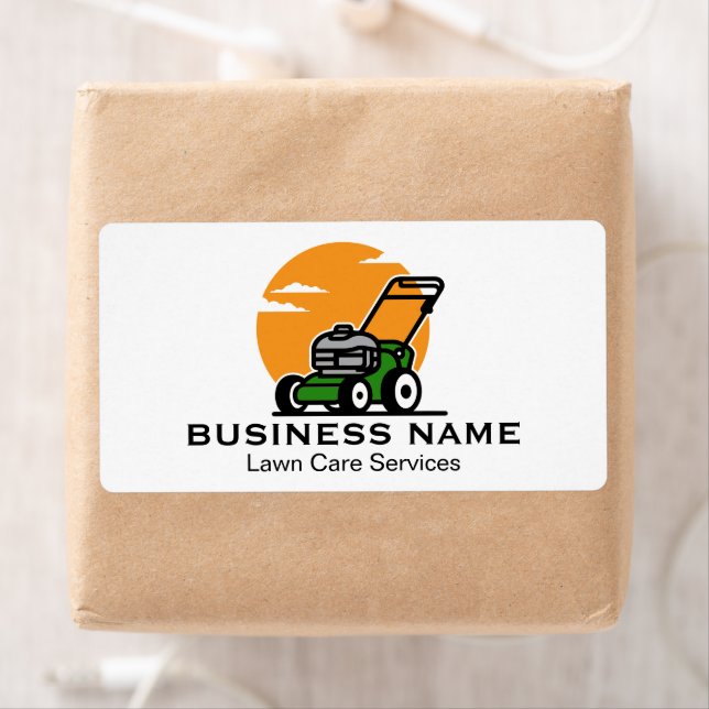 Étiquette Service de tonte de pelouse Orange Green (En situation)