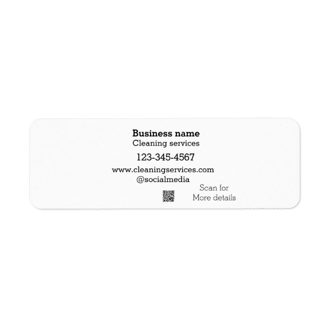 Étiquette Services de nettoyage ajouter l'adresse e-mail du  (Devant)