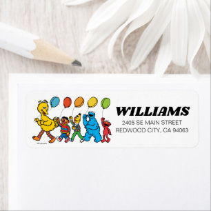 Étiquette Sesame Street Pals Balloons Anniversaire