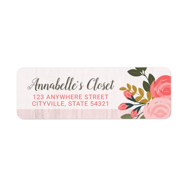 Étiquette Shabby Chic Floral Rose Blush Pink Adresse de reto (Devant)