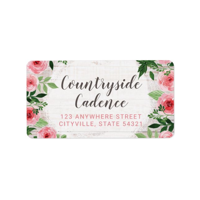 Étiquette Shabby Chic Roses rose sur rustique Pays Barre Boi (Devant)