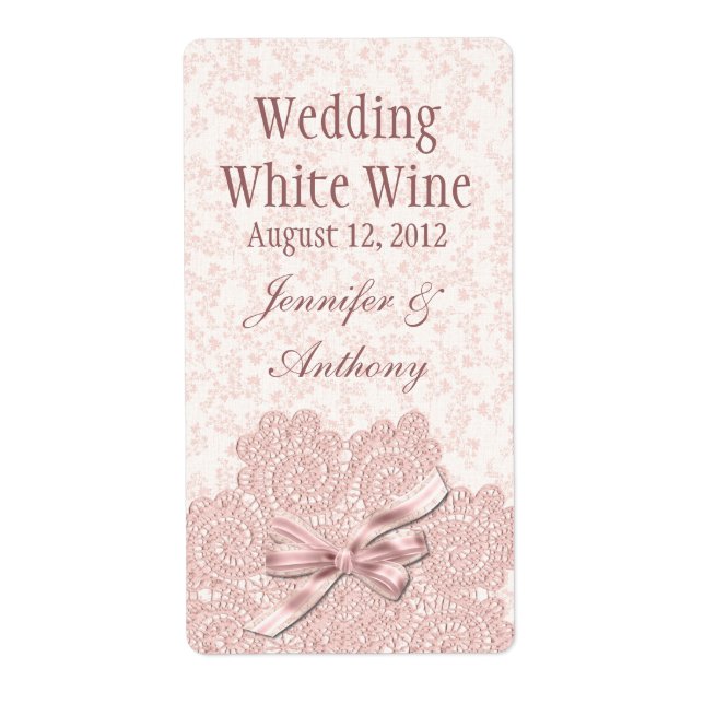 Étiquette Shabby rose Victorien Mariage Mini Vin (Devant)