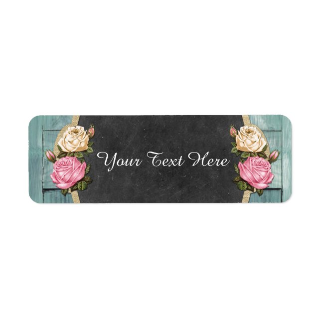 Étiquette Shabby Vintage Rose Russe Country Chalkboard (Devant)
