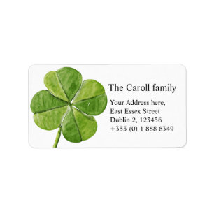 Étiquette Shamrock chanceux vert de trèfle de Quatre-feuill