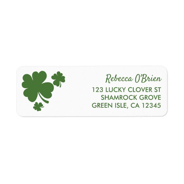 Étiquette Shamrock de la feuille verte Clover Adresse de ret (Devant)