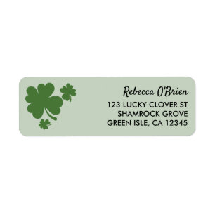 Étiquette Shamrock de quatre feuilles Clover Green Adresse d