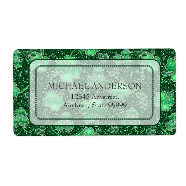 Étiquette Shamrocks scintillants et torsades ID289 (Devant)