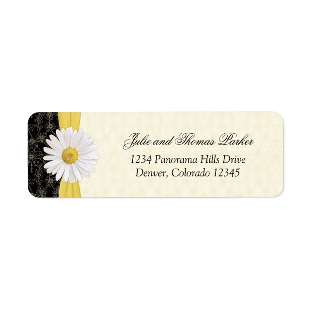 Étiquette Shasta Daisy Floral Mariage Adresse de retour Labe (Devant)