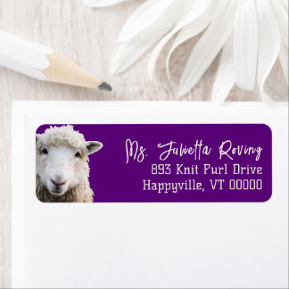 Étiquette Sheep Face Purple Adresse de retour