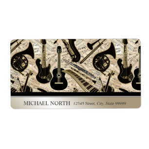 Étiquette Sheet Music and Instruments Black/Gold