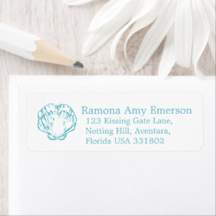 Étiquette Shell clam aqua slim wedding return reply labels