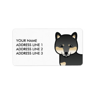 Étiquette Shiba Inu noir et feu, Chien de dessin animé & Tex