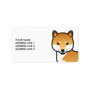 Étiquette Shiba Inu rouge mignon chien de dessin animé & tex
