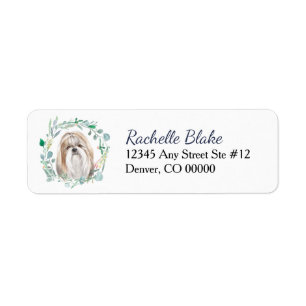 Étiquette Shih-Tzu Dog Wreath Adresse de retour