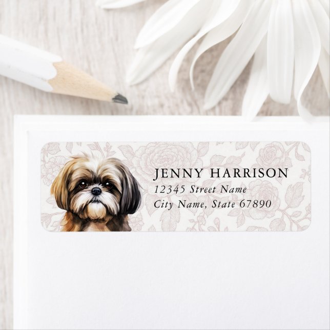 Étiquette Shih Tzu Return Address Labels (En situation)