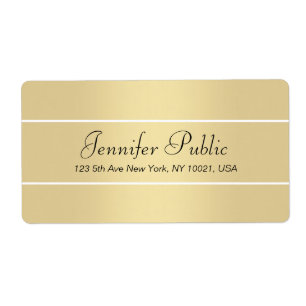 Étiquette Shipping Labels Elegant Gold White Script Name