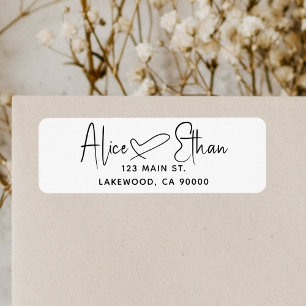 Étiquette Signature Script Heart Modern Label