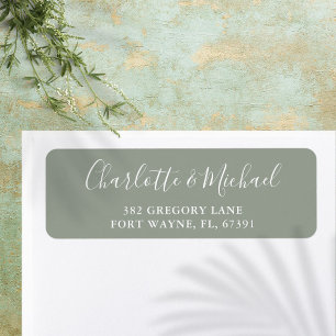Étiquette Signature Script Sage Green Mariage Adresse de ret