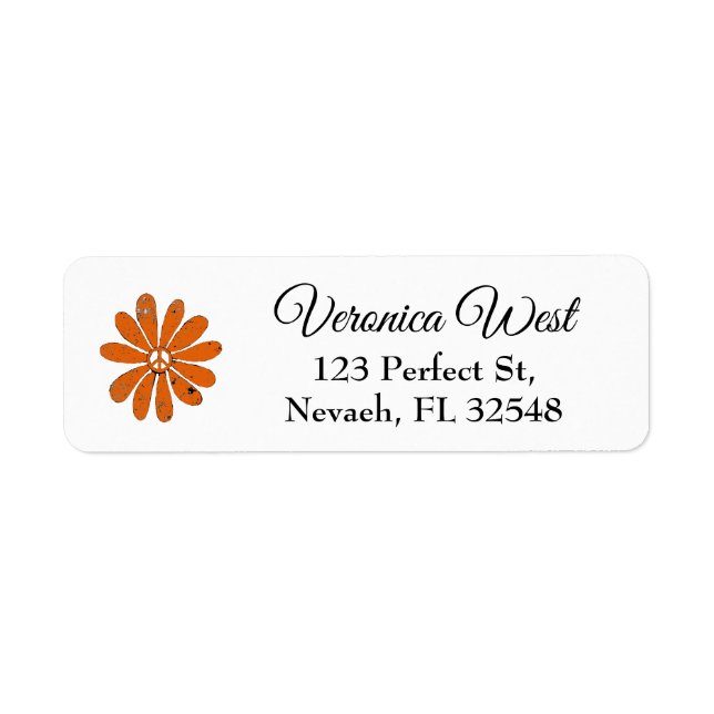 Étiquette SIGNE DE PAIX Hippie Fleur Orange Revêtu (Devant)